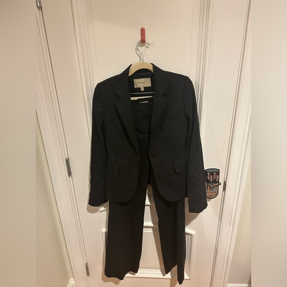 Burberry Vintage Women's Pinstripe Wool Pantsuit Set